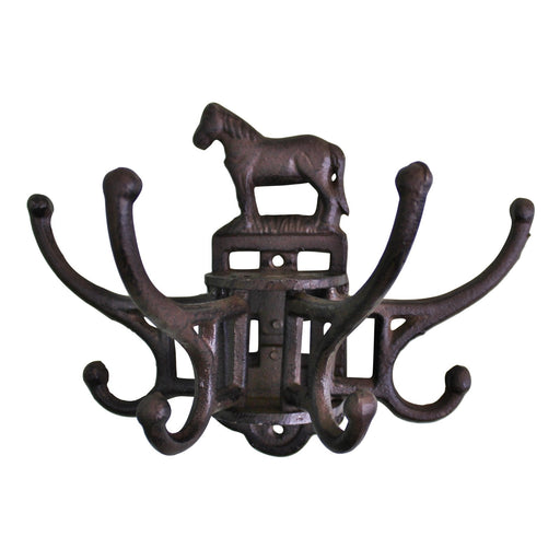 Cast Iron Wall Mounted Rotating Coat Hooks, Horse, 8 hooks - Kozeenest