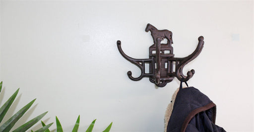 Cast Iron Wall Mounted Rotating Coat Hooks, Horse, 8 hooks - Kozeenest