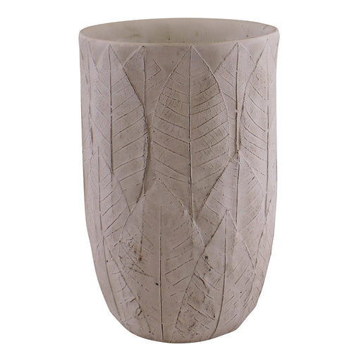 Cement Embossed Leaf Vase, 21.5cm - Kozeenest