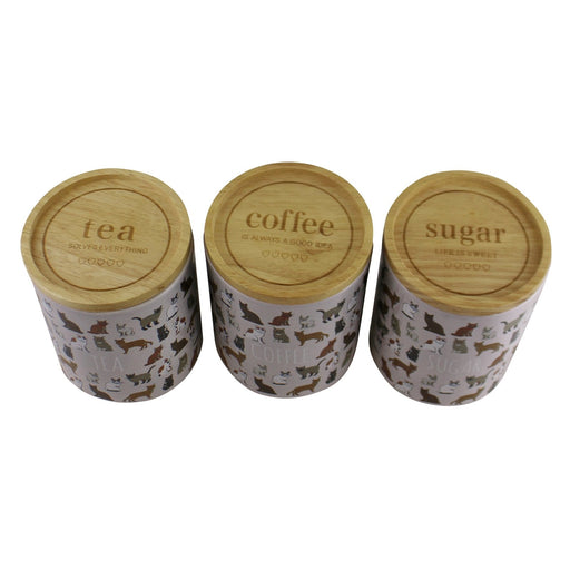 Ceramic Cat Design Tea,Coffee & Sugar Canisters - Kozeenest