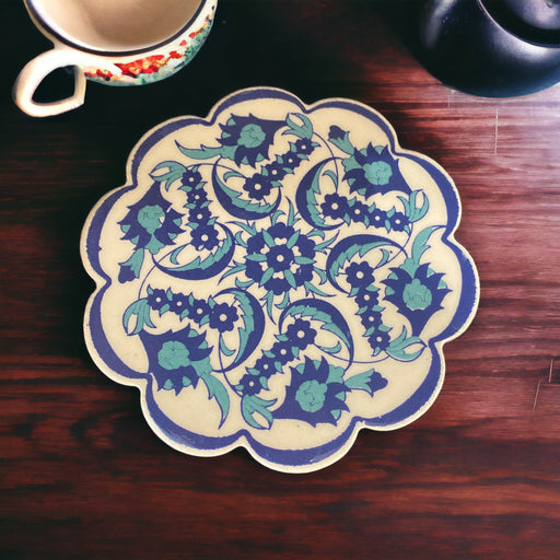 Ceramic Coaster Maya Navy 11 cm - Kozeenest