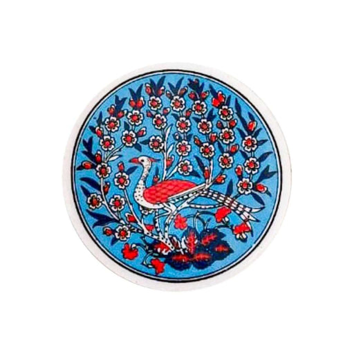 Ceramic Coaster Peacock Light Blue Maya 10cm - Kozeenest