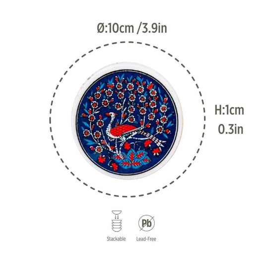 Ceramic Coaster Peacock Navy 10cm - Kozeenest