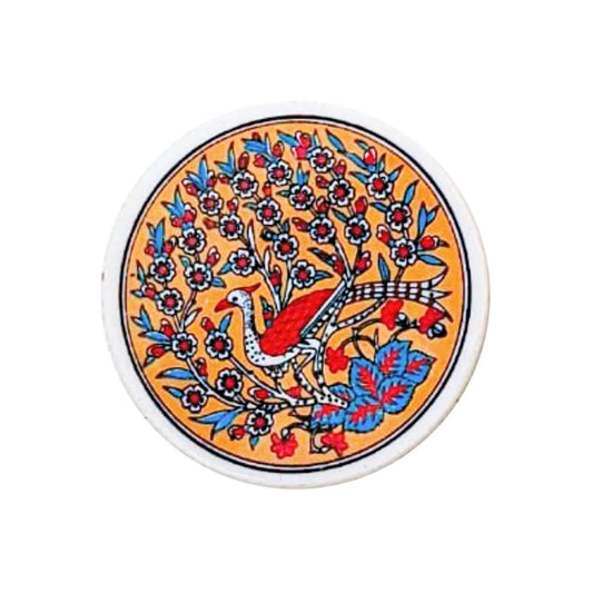 Ceramic Coaster Peacock Orange 10cm - Kozeenest