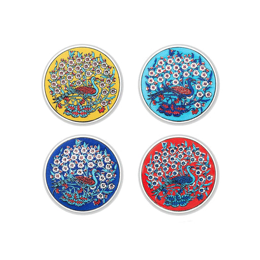 Ceramic Coasters Set of 4 Peacock 10cm - Kozeenest