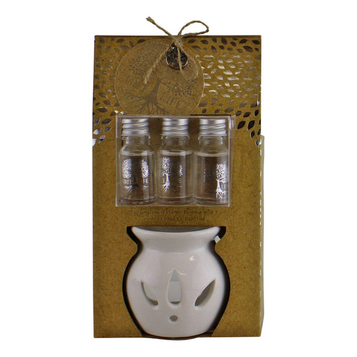 Ceramic Oil Burner With 3 Bottles of Sandalwood Fragranced Oil - Kozeenest