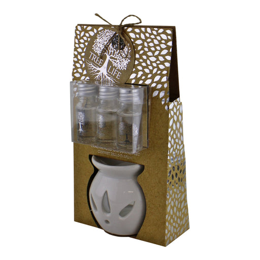 Ceramic Oil Burner With 3 Bottles of Sandalwood Fragranced Oil - Kozeenest