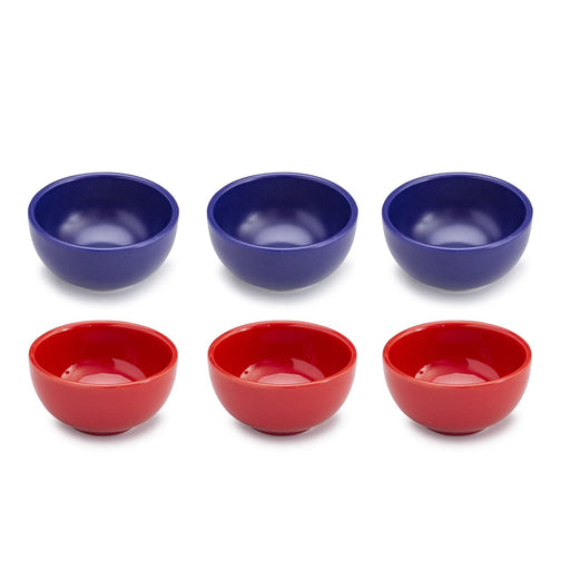 Ceramic Snack&Dip Bowls Set of 6 Matrix Blue&Red 8cm - Kozeenest