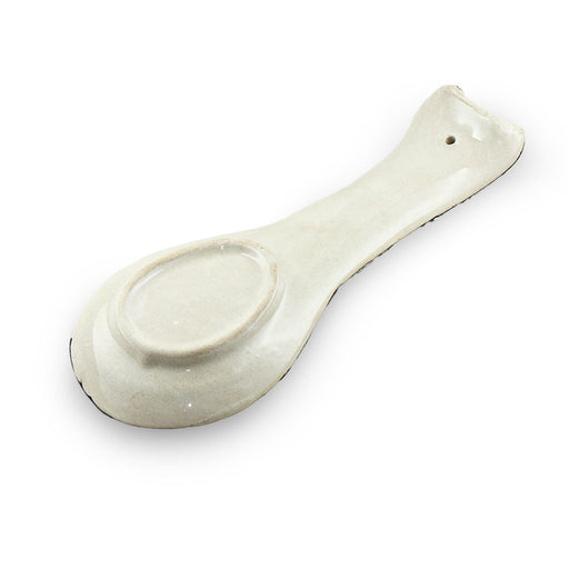 Ceramic Spoon Rest Flower Navy Black 24cm - Kozeenest