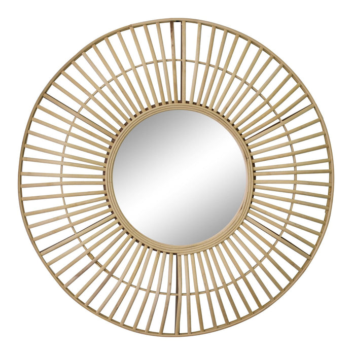 Circular Natural Rattan Effect Mirror 70cm - Kozeenest