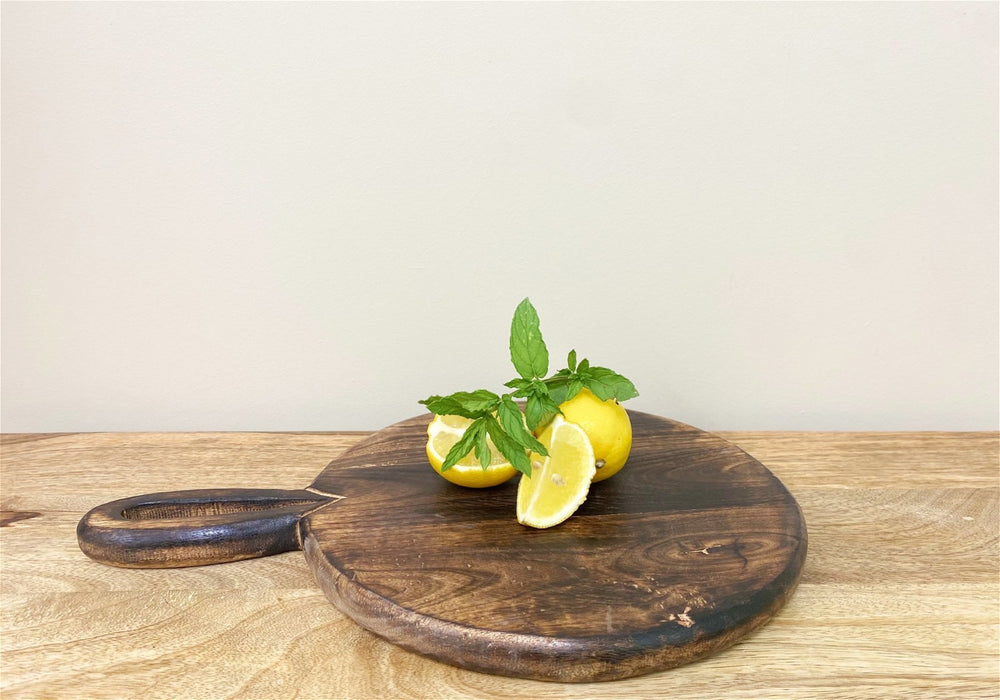 Circular Wooden Chopping Board With Carved Handle 39cm - Kozeenest