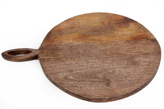 Circular Wooden Chopping Board With Carved Handle 49cm - Kozeenest