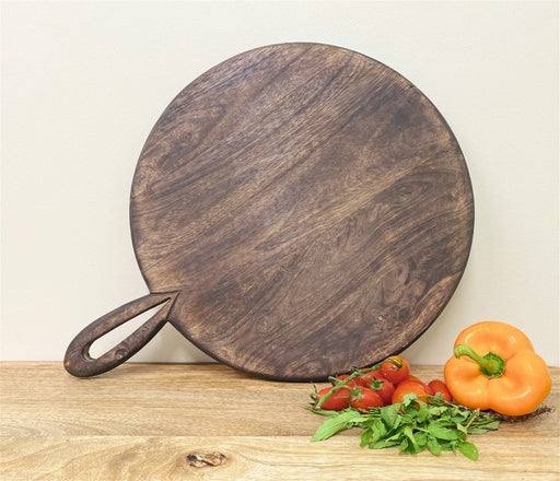 Circular Wooden Chopping Board With Carved Handle 49cm - Kozeenest