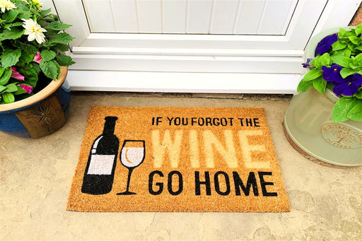 Coir Doormat with Wine Bottle & Glass - Kozeenest