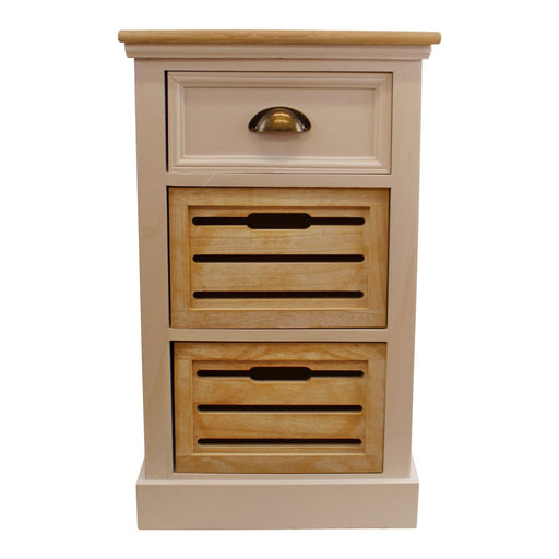 Contemporary Natural & White Chest Of Drawers, 3 Drawers - Kozeenest