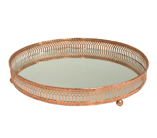 Copper Coloured Mirror Candle Plate - Kozeenest