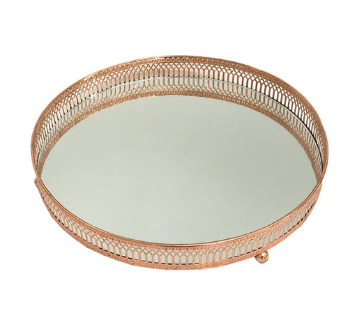 Copper Coloured Mirror Candle Plate - Kozeenest