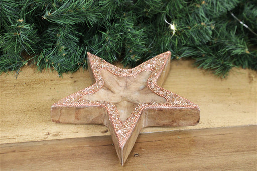 Copper Embellished Wooden Star Bowl - Kozeenest