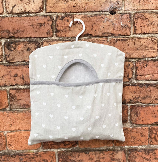 Cotton Peg Bag With Grey Hearts Design - Kozeenest