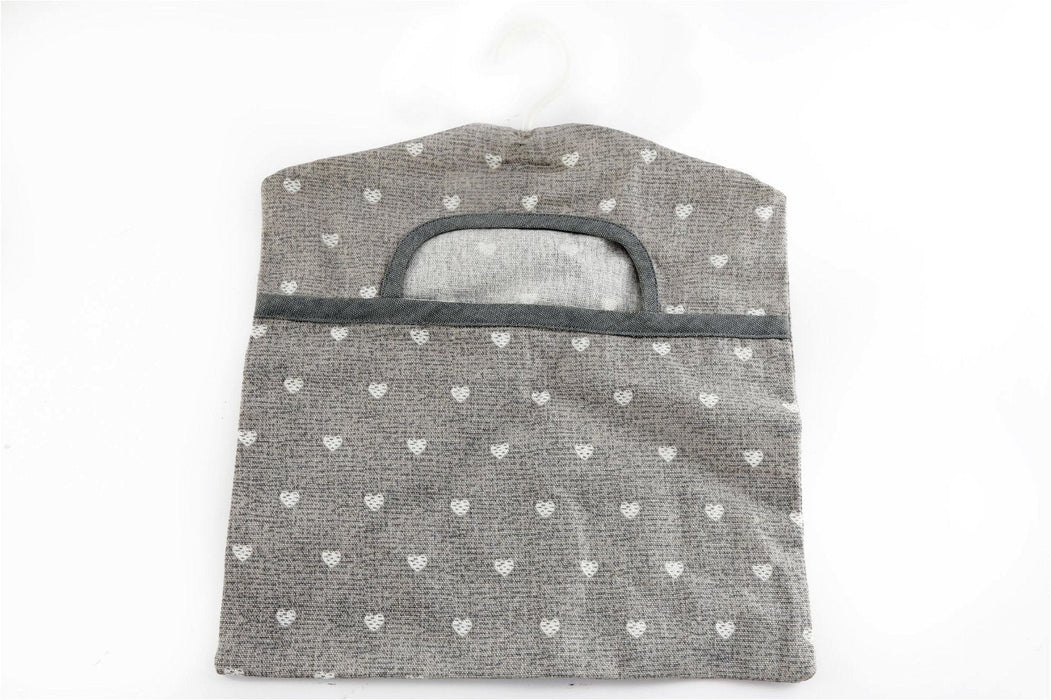 Cotton Peg Bag With Grey Hearts Design - Kozeenest