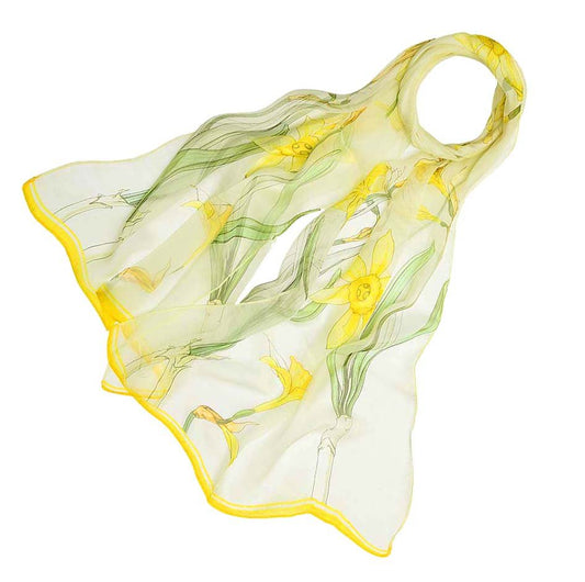 Daffodils - 100% Pure Silk Scarf - Kozeenest