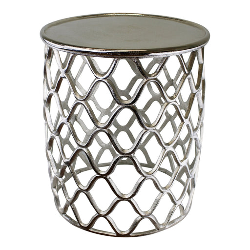 Decorative Silver Metal Side Table - Kozeenest