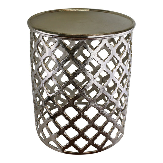 Decorative Silver Metal Side Table, Lattice design - Kozeenest