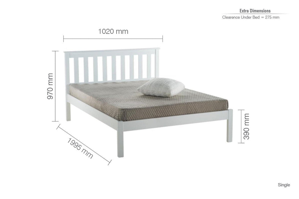 Denver Single Bed - White-6