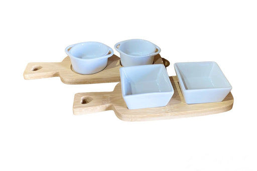 Dip Dishes On Bamboo Tray - Kozeenest