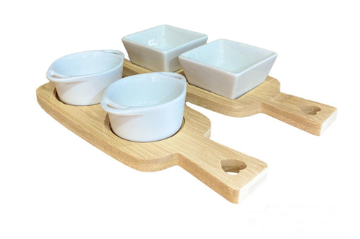 Dip Dishes On Bamboo Tray - Kozeenest