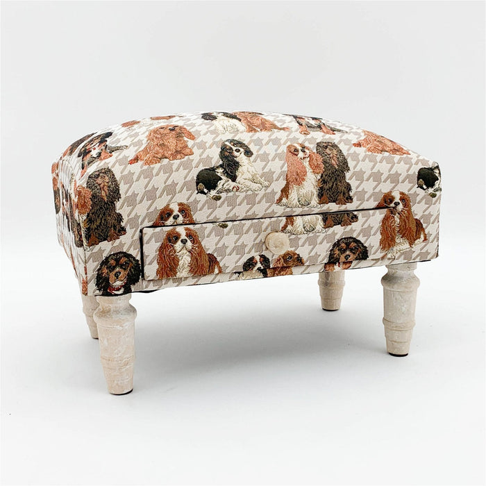 Dog Fabric Footstool with Drawer - Kozeenest