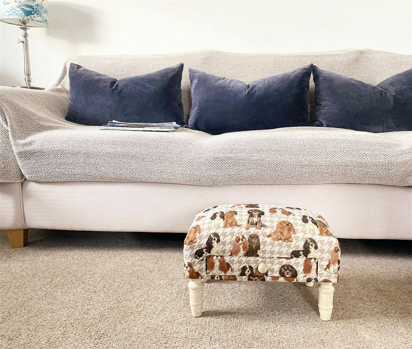 Dog Fabric Footstool with Drawer - Kozeenest