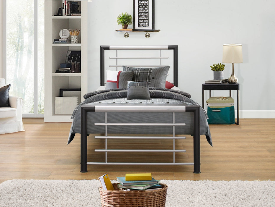 Faro Single Bed - Black & Silver-2