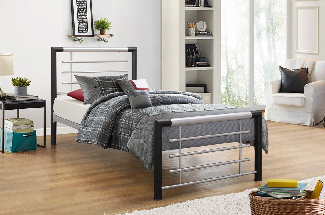 Faro Single Bed - Black & Silver-0