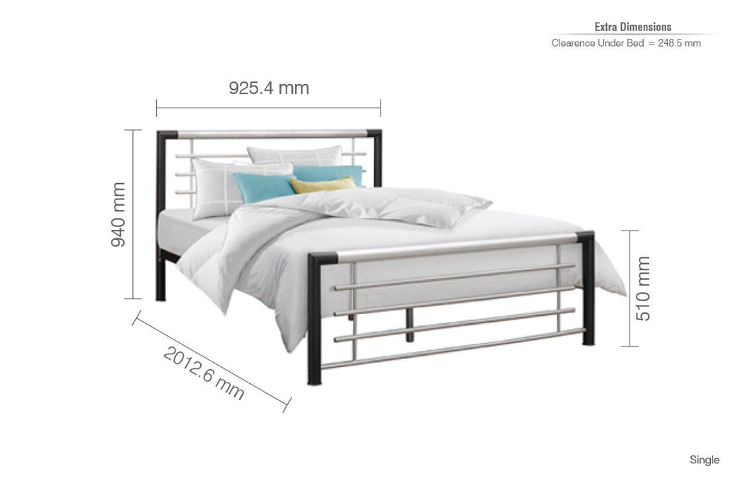 Faro Single Bed - Black & Silver-3