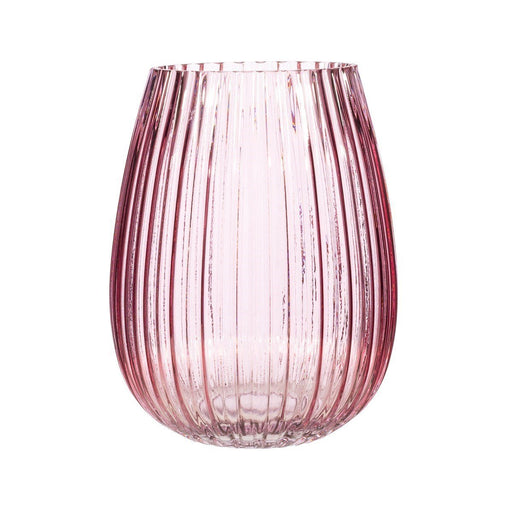 Fluted Glass Vase Pink - Kozeenest