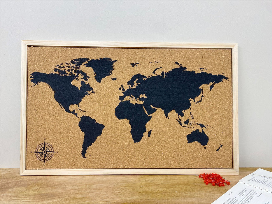 Framed Cork Board Map - Kozeenest