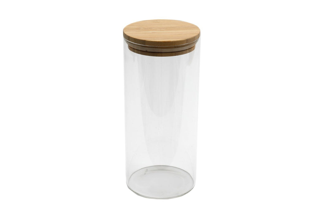 Glass Jar With Bamboo Lid 21cm - Kozeenest