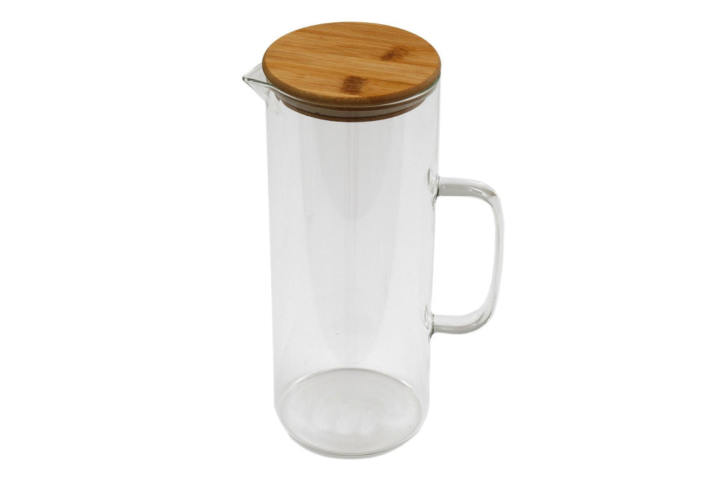 Glass Jug With Bamboo Lid - Kozeenest