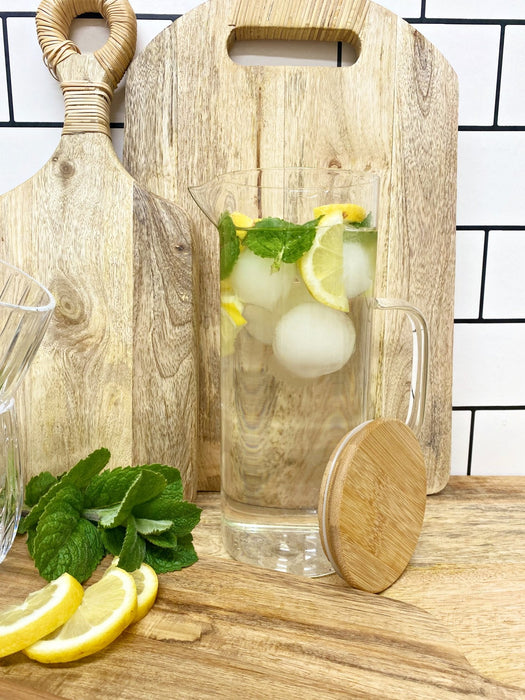 Glass Jug With Bamboo Lid - Kozeenest