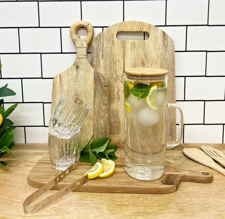 Glass Jug With Bamboo Lid - Kozeenest