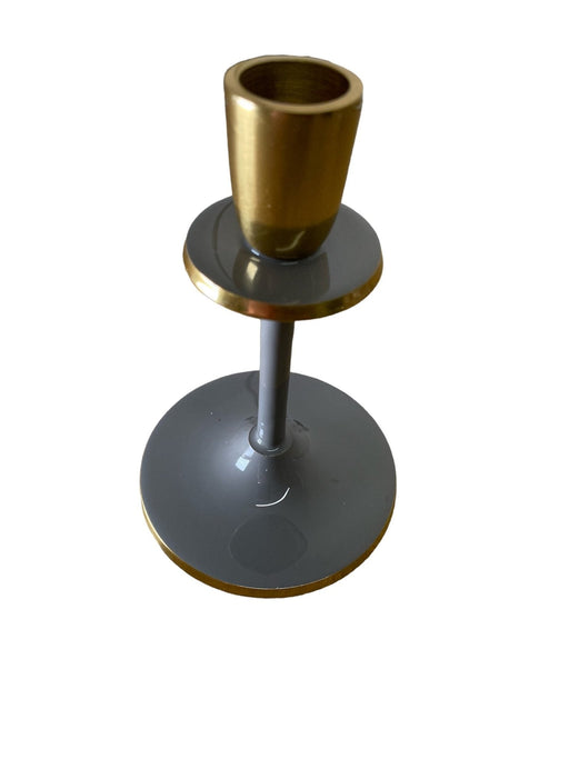 Glossy Grey Irina Candlestick, Set of 2, 15cm - Kozeenest