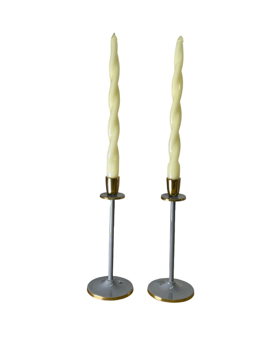 Glossy Grey Irina Candlestick, Set of 2, 20cm - Kozeenest