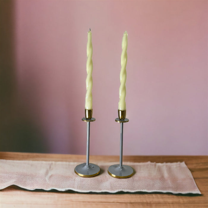 Glossy Grey Irina Candlestick, Set of 2, 20cm - Kozeenest