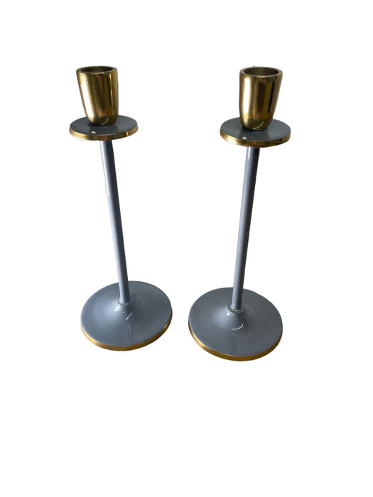 Glossy Grey Irina Candlestick, Set of 2, 26cm - Kozeenest