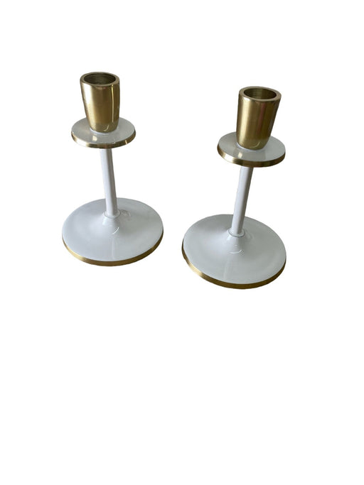 Glossy White Irina Candlestick, Set of 2, 15cm - Kozeenest