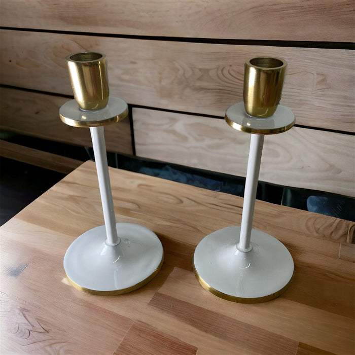 Glossy White Irina Candlestick, Set of 2, 20cm - Kozeenest