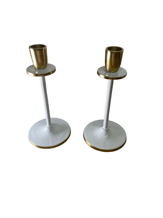 Glossy White Irina Candlestick, Set of 2, 20cm - Kozeenest