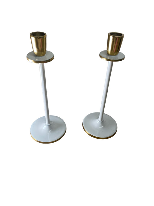 Glossy White Irina Candlestick, Set of 2, 26cm - Kozeenest