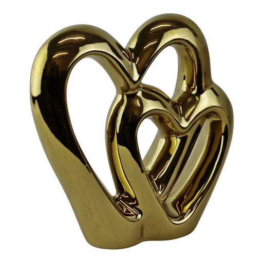 Gold Double Heart Ornament, 15cm. - Kozeenest